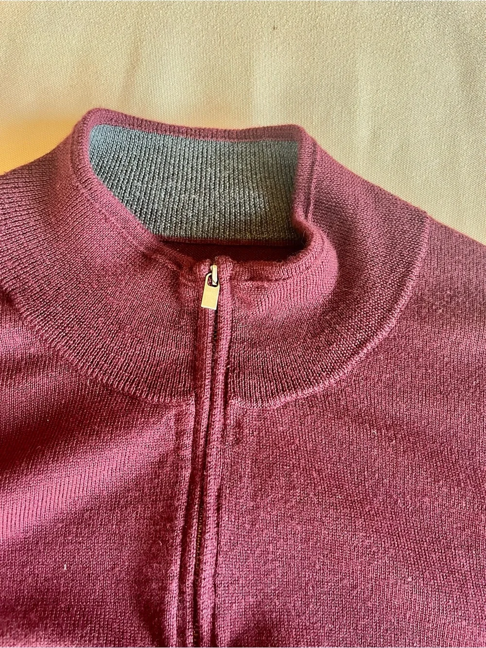 Nordstrom 100% Washable Merino Wool Burgundy Quarter-Zip Men’s Sweater 3XL